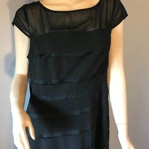 Adrianna Papell Women's Black Chiffon Evening Dress Size 12